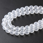 45pcs 8mm Frost White Crystal Glass Beads for Jewelry Making Round Loose Beads DIY Bracelets Necklaces Crystal Energy Healing Stone Beads 15"(8mm, Frost White Glass)