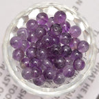 NCB 100pcs Original Natural Stone Beads Gemstone Round Loose Beads 6mm 8mm 10mm (Amethyst, 6mm 100Beads)