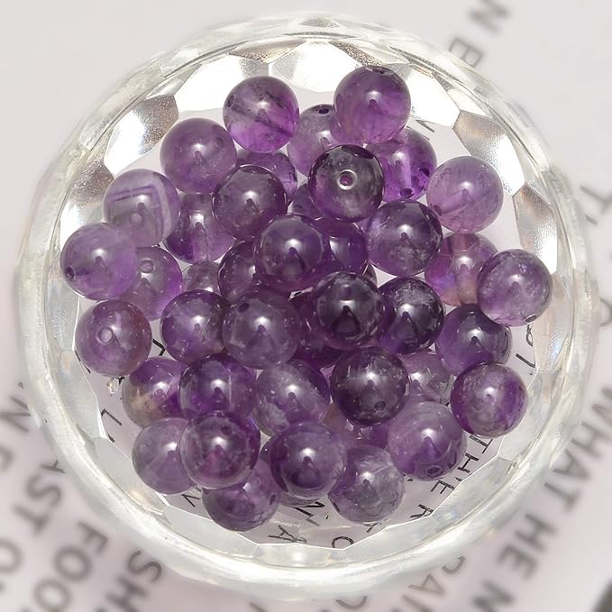 NCB 200pcs 4mm Amethyst Loose Beads for Jewelry Making, Natural Semi Precious Beads Round Smooth Gemstones Spacer Beads Charms for Necklaces Bracelets (Amethyst, 4mm 200Beads)