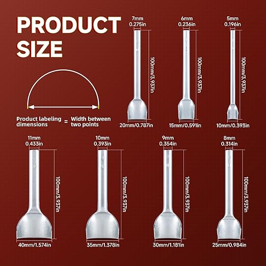 7Pcs Leather Craft Tools Precision Arc-Shaped Half Round Punch Set & Edge Cutters for Belt, Wallet, and Bag Making (Sizes from 10mm to 40mm)