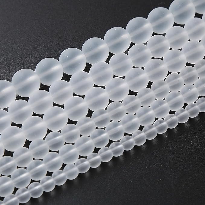 36pcs 10mm Frost White Crystal Glass Beads for Jewelry Making Round Loose Beads DIY Bracelets Necklaces Crystal Energy Healing Stone Beads 15" (10mm, Frost White Glass)