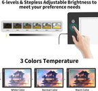Rechargeable A1 Light Box (35.4''x23.6''), 3-Color Light LED Light Pad for Tracing, Large Diamond Painting Light Board, 6 Levels/Stepless Dimming Light Table for Drawing, Sketching, Animation