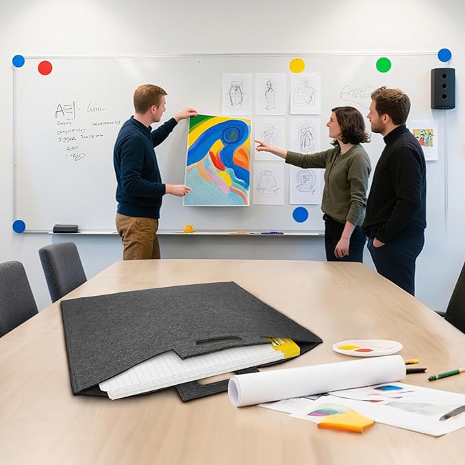 ZKOO Felt Art Portfolio Bag, Large Art Portfolio with Handles, Sturdy Artist Storage Bag for Artwork, Poster, Sketching, and Drawing (24 x 36 inch)