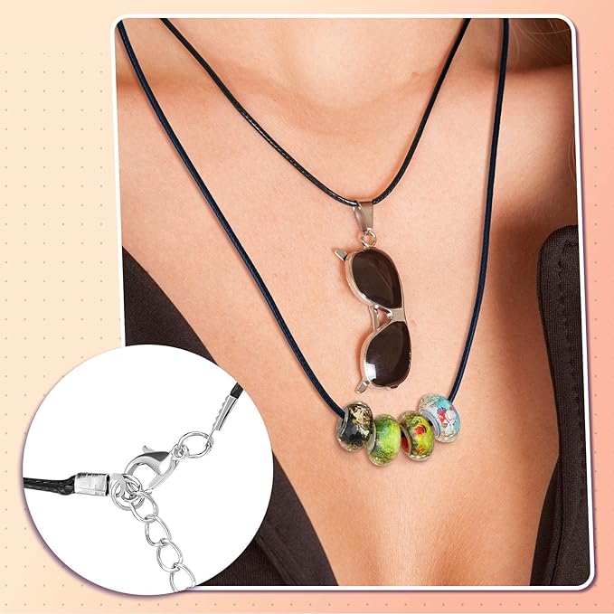 Tudomro 100 Pieces 20 Inch Waxed Leather Necklace Cord Bulk with Clasp Colorful Necklace Bracelet Chains String Rope Cord for Jewelry Making Pendants Charms(Basic Color)