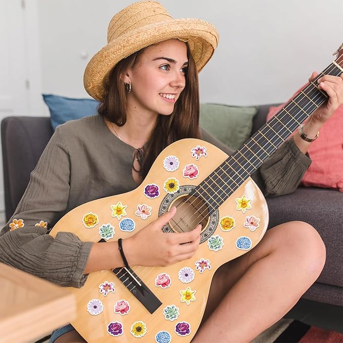 500PCS Flower Stickers 10 Styles Sticker Rolls Cartoon Flowers Stickers Flower Party Favors Waterproof Vinyl Stickers(500 Per Roll)