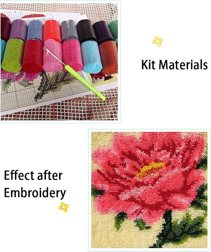 HIYIRUI Latch Hook Kits for Adults DIY Needlework Unfinished Crocheting Rug Kit with Color Preprinted Pattern,Zd275,20.5 X 15 Inch