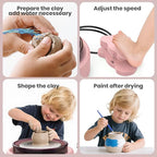 Skirfy Mini Pottery Wheel for Beginners Adults 9.5" Ceramic Machine for Kids Art Craft Glow in Dark Kits 2.2LB Air-Dry Clay,Carving Tools Adjustable Speed,Home Decor DIY Projects Birthday Gift