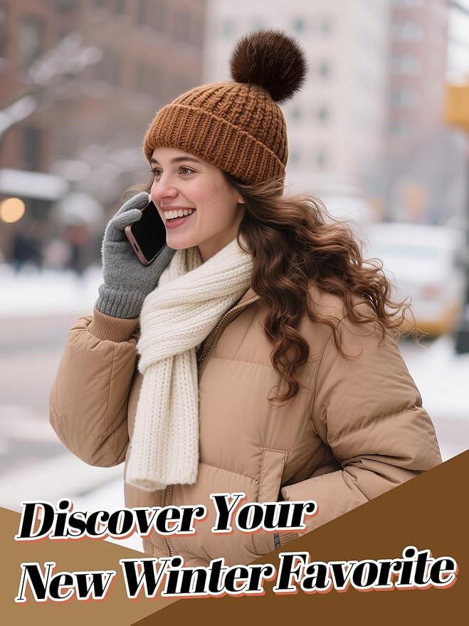 5in Large Fluffy Pom Poms Crochet Accessories - 10pcs Faux Fur Pompom Balls Knitting Accessories for Hats, Beanies, Shoes, Scarves, Gloves, Bags, Keychains Charms (Black/Brown/Grey/Pink)