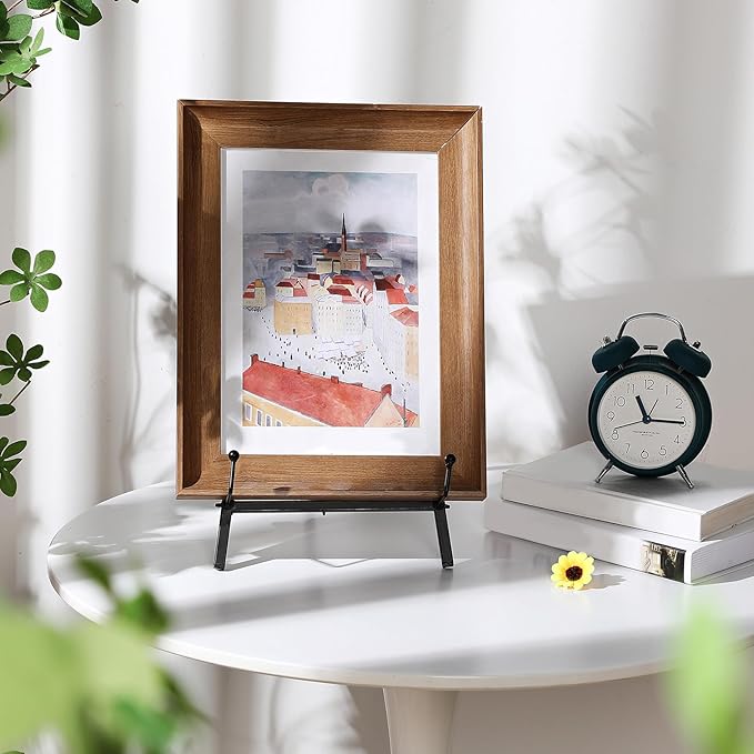 Leinuosen 2 Pcs Metal Easel Stand 16.5" H x 8.7" W x 4.3" D Table Top Easel Stand for Display Tripod Art Picture Mirror Modern Plate Holder for Display Book Photo Wedding Sign (Black)