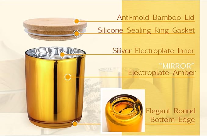 Aroparc Candle Jar, 12 Pack 10oz Candle Jars with Lids Tumbler Jar for Candle Making Supplies (Amber)