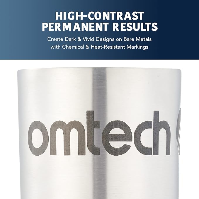 OMTech Laser Marking Spray, Metal Laser Marking Fluid for CO2 Laser Engravers,2X 8oz Aerosol High Contrast Black Spray for Laser Engraving Metal, Laser Ink Agent for Aluminum Stainless Steel More