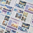 40 Sheets Pre-Cut PET Washi Sticker Books for Journaling, 2Pack Watercolor City and Night Sky Themes, Scrap Book Stickers for Scrapbooking, Junk Journal Supplies, Aesthetic Collage