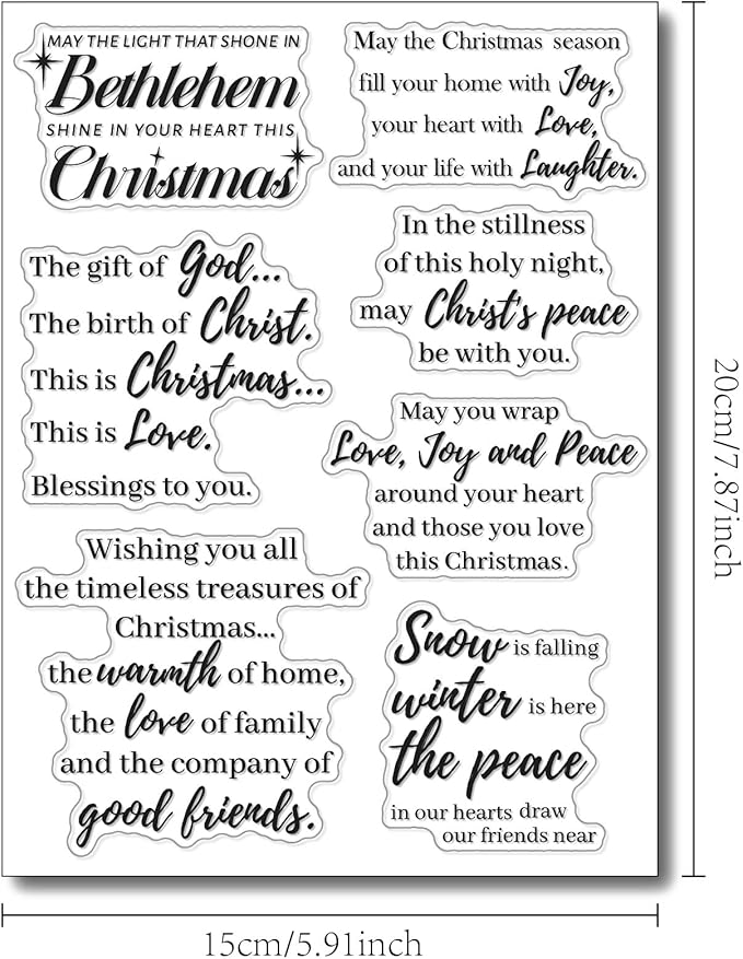 Arbuya Merry Christmas Verses Clear Stamps Christmas Sayings Silicone Stamps Christmas Sentiment Rubber Stamps for Christmas Cards Making DIY Scrapbooking Photo Album Decoration
