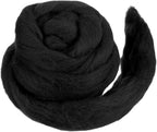 MECCANIXITY Wool Roving Yarn Soft Felting Wool 50g/1.76oz Pure Chunky Roving Yarn for Needle Felting Knitting Blanket Spinning Weaving Art DIY Craft Black