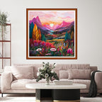 Funart Stamped Cross Stitch Kits for Beginners Full Range of Cross Stitching Preprinted Embroidery Kits for Adults, 11CT Embroidery Pattern Needlepoint Kits-Flower Sunrise Scenery 18x18 inch