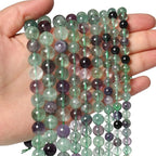 35pcs 10mm Natural Stone Beads Fluorite Beads Crystal Gemstone for Jewelry Making, DIY Bracelet Necklace