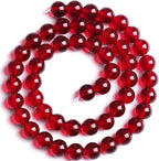 10mm Garnet Red Glass Crystal Beads Smooth Round Stone Beads with Energy Power for DIY Jewlery Bracelets Making 76pcs 2 Strands 32"