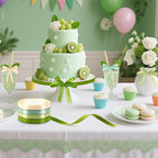 DECYOOL 4 Rolls 100 Yards Green Ribbons, 10mm Wide Satin Craft Ribbons for Gift Wrapping, Assorted Shades of Green Thin Ribbon for DIY Crafts, Wedding Decor, Baby Shower