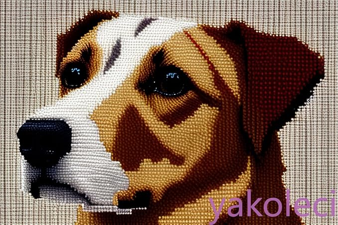 YAKOLECI Latch Hook Kits for Adults, Color Printed DIY Rug Crafts Arts Carpet for Home Decoration Festival Gift (Dog)