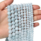 60pcs 6mm Natural Stone Beads Aquamarine Beads Crystal Gemstone for Jewelry Making, DIY Bracelet Necklace