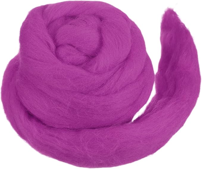 MECCANIXITY Wool Roving Yarn Soft Felting Wool 50g/1.76oz Pure Chunky Roving Yarn for Needle Felting Knitting Blanket Spinning Weaving Art DIY Craft Purple Red