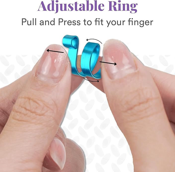 Crochet Tension Ring For Finger, Left & Right Handed Yarn Ring, Birthday Crochet Gifts For Crocheters, Knitters, Mother's Day Gifts For Mom, Grandma (Size 7-10, Turquoise)