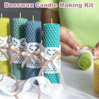 MECCANIXITY Beeswax Candle Making Kit,8x8 Inch 5pcs Pink Beeswax Candle Sheets with 1pcs Cotton Wick for DIY Craft Gift Making