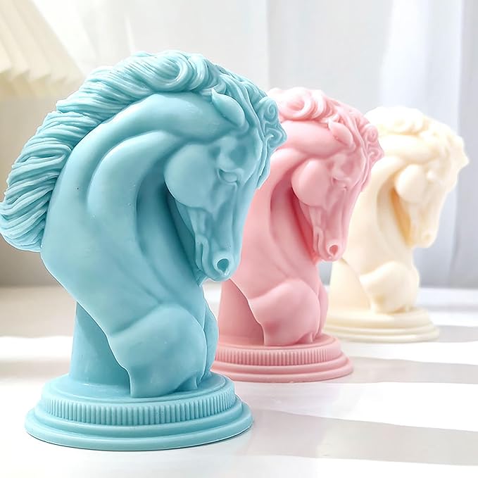 Horse Head Molds Horse Candle Resin Mold - Resin Casting Silicone Molds for Home Decor & Candle Making Wave Spiral Mold