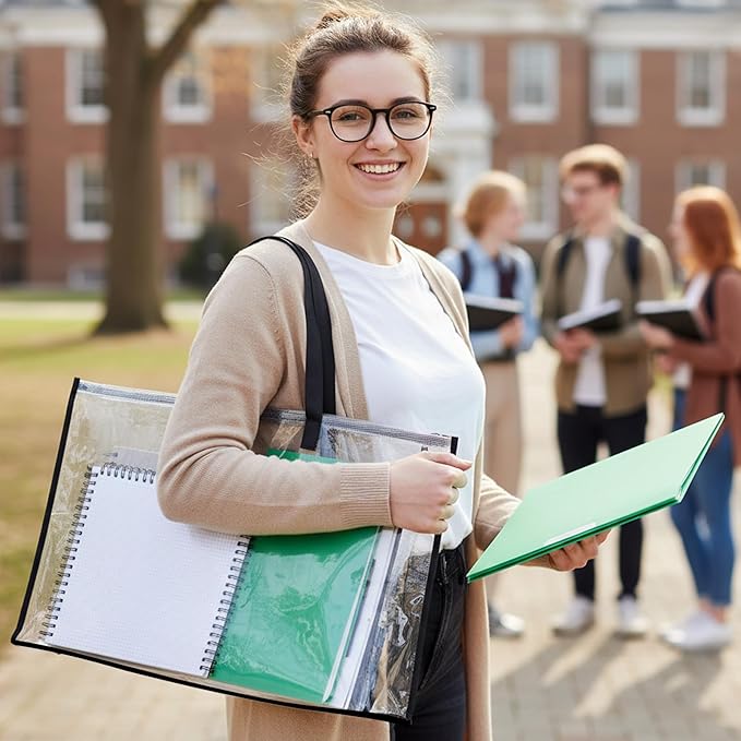 3 Pcs Art Portfolio Case, 23 x 35.4 Inch Transparent Poster Storage Bags with Zipper and Handle Large Portfolio Folder for Artwork, Painting, Poster, Test Paper for School, Home