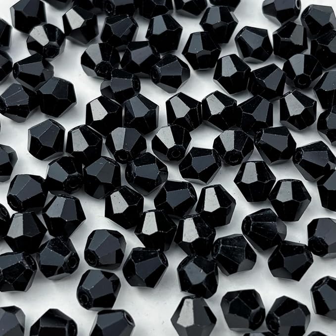 500pcs 3mm Bicone Glass Crystal Beads for Jewelry Making, Faceted Bicone Glass Spacer Beads for Bracelet Earring Necklace DIY Craft(Black)