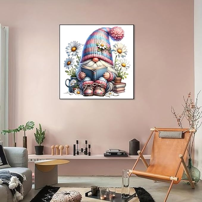 Gnome Cross Stitch Kits for Beginners Adults, Patterns Dimensions Needlepoint Art Crafts,Counted Cross Stitch Kits Embroidery Kits for Beginners Adults for Home Decor 13.8x13.8 inch