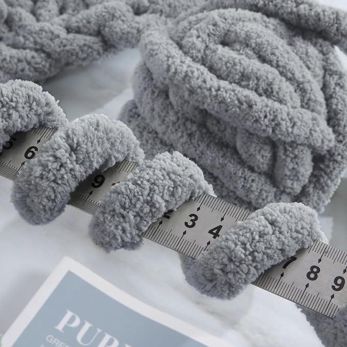 HOMBYS 8 Pack Assorted Chunky Yarn for Crocheting,Super Bulky Large Soft Fluffy Yarn,Plush Fuzzy Yarn,Thick Chenille Yarn for Hand Knitting/Arm Knitting,Cream & Grey(27yds,8 oz Each Skein)