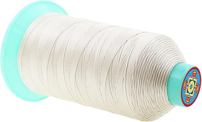 Mandala Crafts Bonded Nylon Thread Off White Heavy Duty Sewing Threads - 800 YDs Size 207 630D T210 Tex 210 Thread for Leather Jeans Weaving Outdoor Marine Upholstery Threads