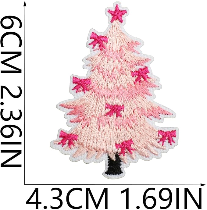 Christmas Tree Iron on Patches 12Pcs Chenille Embroidery Sew on Stickers Applique for DIY Crafts T Shirt Clothing Jackets Backpacks Jeans Party Decorations Accessories