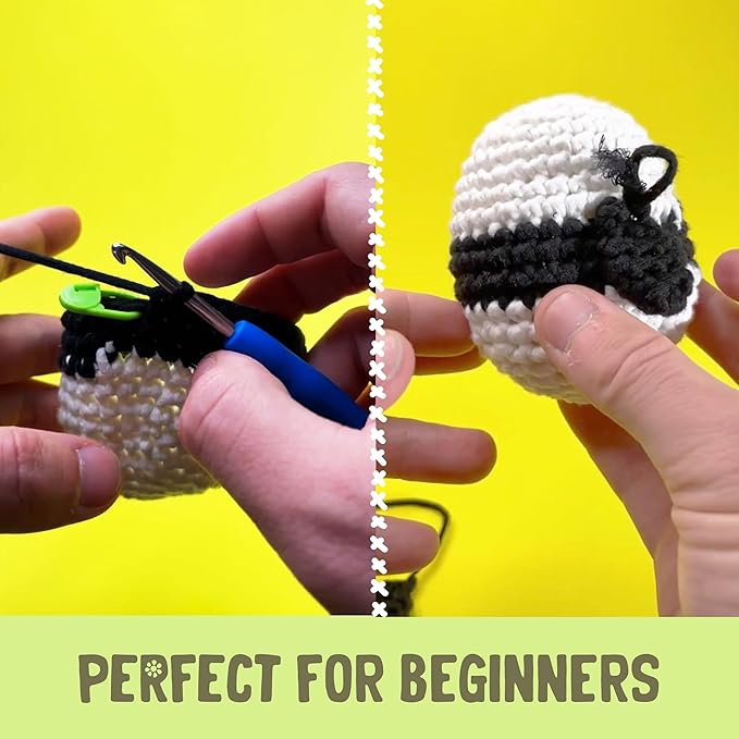 Panda Crochet Kit | For Beginners, Couples, Date Night, Kids, Adults, Anime, & Animal Lovers | DIY Gift Kit | Instructions, Yarn, Hook, Pattern, Video & Written Tutorial | Arts & Crafts For Adults
