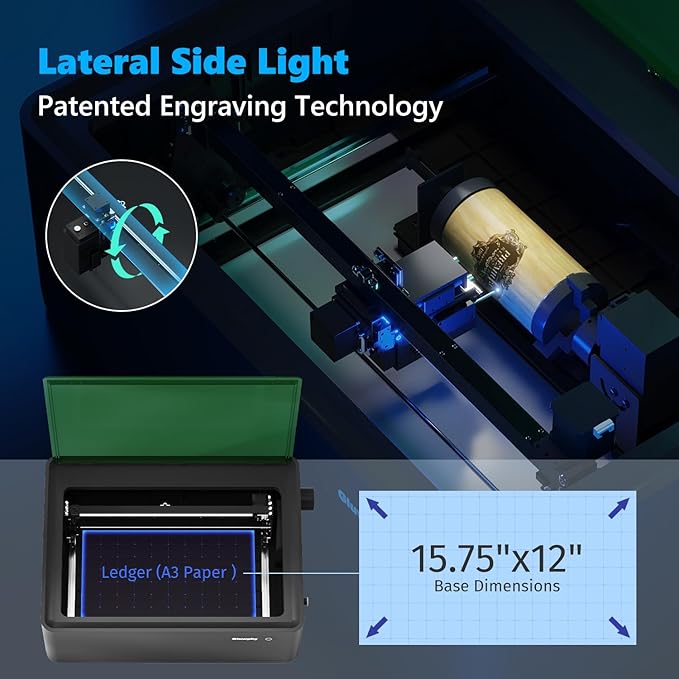 Gluwphy Laser Engraver Machine 5000mW(5W) Enclosed Diode Laser Cutter for Beginner, Class 1 Safety Laser Engraving Machine for Wood, Metal,Black