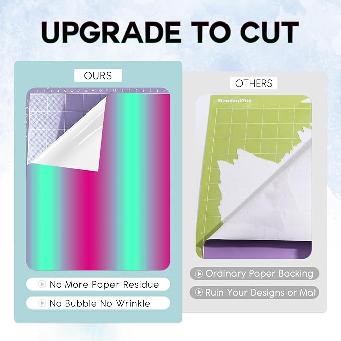 Tintnut Pink Blue Permanent Vinyl - 8 Sheets 12"x10"Gradient Adhesive Self Sticker, Ombre Glossy Self Sticker Water Proofing Vinyl Compatible with Cricut Or Silhouette