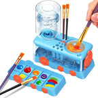 Paint Brush Cleaner with Paint Tray, Water Circulation Brush Rinser with Brush Holder, Watercolor/Oil and Water-Based Paint Brush Cleaner Tool, 400ml Capacity, Train Design, Gift for Artist Beginners