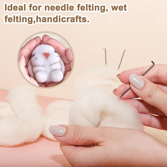 uxcell 3.53oz Wool Roving Yarn, Needle Felting Wool Fiber DIY Craft Needle Wet Felting Supplies for Blending Weaving Handcrafts, Medium Gray