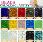 1180PCS Glass Beads 6mm Transparent Crystal Smooth Loose Beads Bracelet Making Kit Healing Chakra Beads for DIY Jewelry Making Bracelets & Crafts #30722