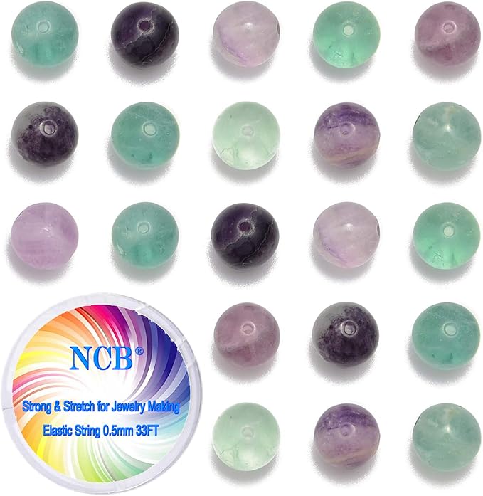 NCB 200pcs 6mm Colorful Fluorite Loose Beads for Jewelry Making, Natural Semi Precious Beads Round Smooth Gemstones Spacer Beads Charms for Necklaces Bracelets (Colorful Fluorite, 6mm 200Beads)