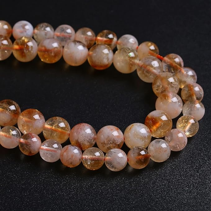 6MM 60PCS Natural Stone Citrine A Grade Quartz Crystal Loose Beads for Jewelry Making DIY Bracelet Necklace 1 Strand 15’’