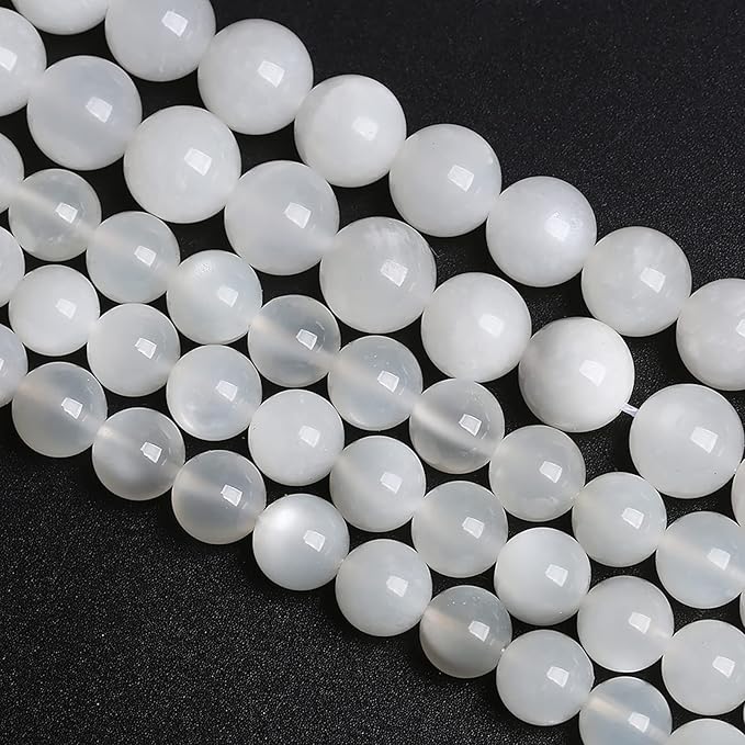 6MM 60PCS Natural White Moonstone Gemstone AAA Grade Crystal Spacer Loose Beads for Jewelry Making DIY Bracelet 15 Inches 1 Strand