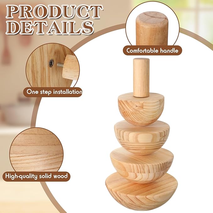 DoubleFill 4 Pack Pottery Molds Plaster Molds Wood Pottery Tools with Handle for Ceramic Top Forms DIY Bowls Plate Dish Slump Press Art Making(Hemispherical,4.5'' 5.5'' 6.5'' 7.5'' Thickness 3'')