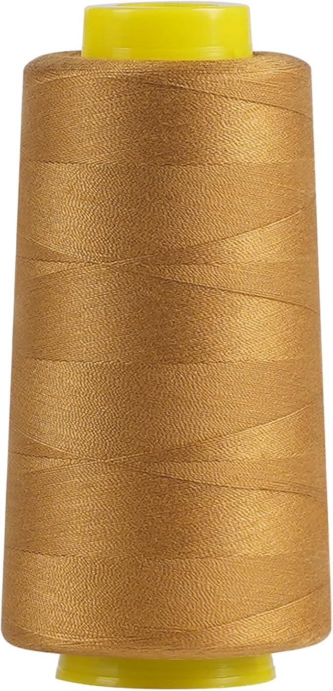 1500 Yards Denim Thread for Jeans, 20s/2 Polyester Thread, Sewing Threads for Sewing Machine, ThickThread for Canvas, Aprons, Denim, Leather, Shoes Bag-Gold