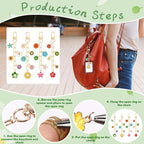 AUGSUN 189Pcs Keychain Making Kit, Charm Jewelry Chain Making Crafts Including 60 Charms 12 Keychain Clips Hooks 15 Extender Chains 100 Jump Ring and Jewelry Plier for Crafts (Flower)