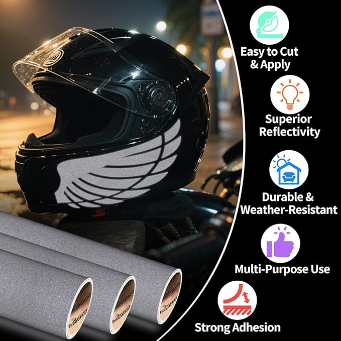 TECKWRAP Black Reflective Chrome Adhesive Vinyl Flashlight Sensitive Vinyl for Crafts, Decals, Bikes, Motorcycles, Helmets, Mailbox, Reflective Tape, 1ftx5ft, Ink Black