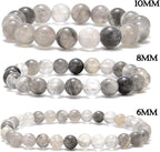NCB 100pcs 10mm Natural Gemstone Loose Beads 8mm Round DIY Bracelet Necklace for Jewelry Making (Cloudy Quartz Crystals, 10mm 100Beads)