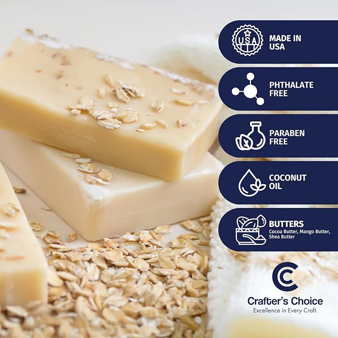 Crafter's Choice Premium Glycerin Melt and Pour Soap Base for Soap Making and DIY Crafting Projects, 5LB Block (Three Butter Plus)