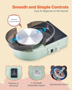 VEVOR Mini Pottery Wheel For Kids and Beginners, 6” Turntable, Two-way Rotation, Adjustable Speed, Complete Pottery Set with Clay Art Supplies Sculpting Tools, Craft Gifts for Kids Teens Adults, Green